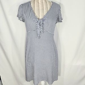 Xhilaration Black Grey White Check Tie Front Short Sleeve Dress Size Medium